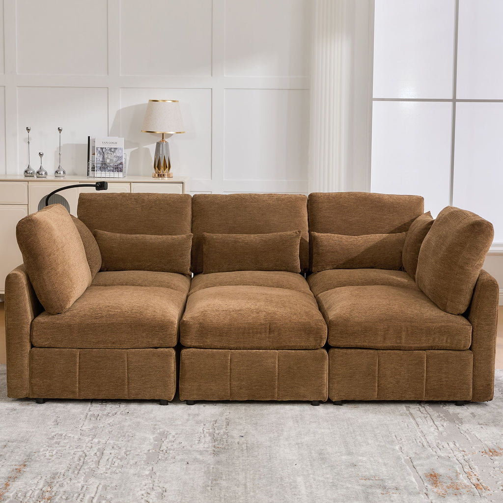 Modern Modular U-Shaped Sofa Bed With Movable Ottoman