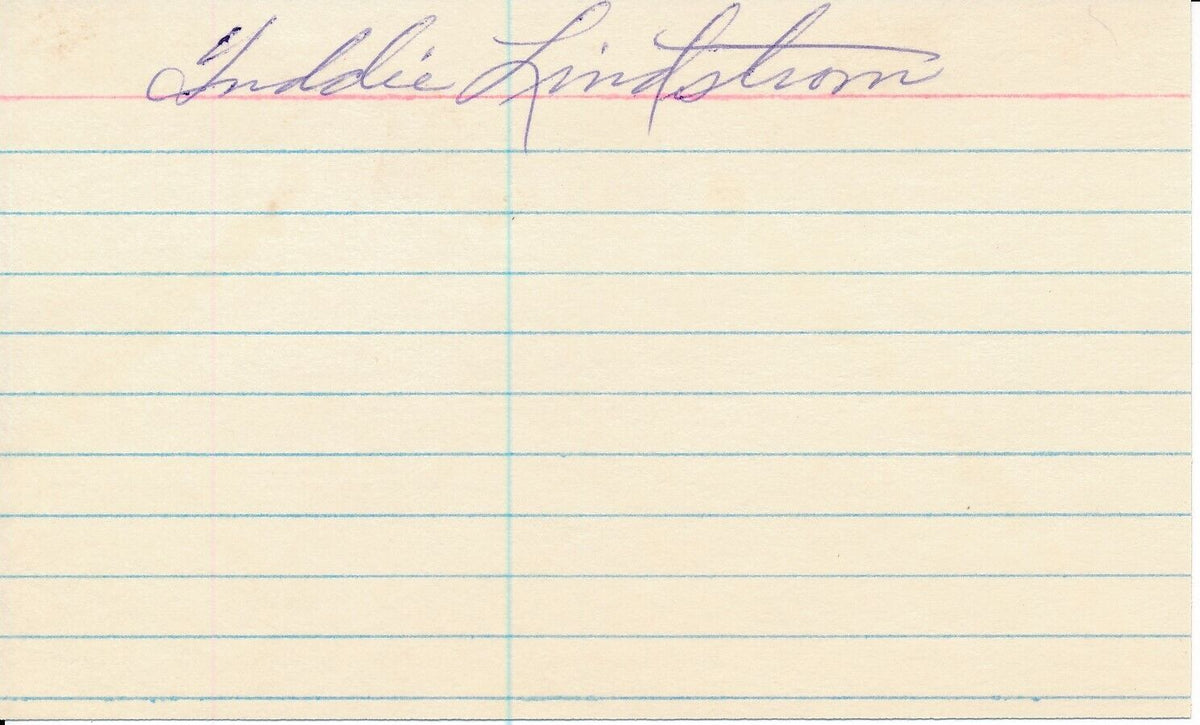 Freddie Lindstrom HOF New York Giants Signed/Autographed 3x5 Index Card 163943