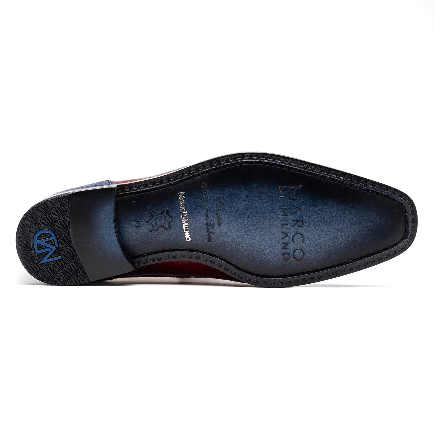 Moncalieri // Alligator + Cobra Skin Leather Oxfords // Navy + Red