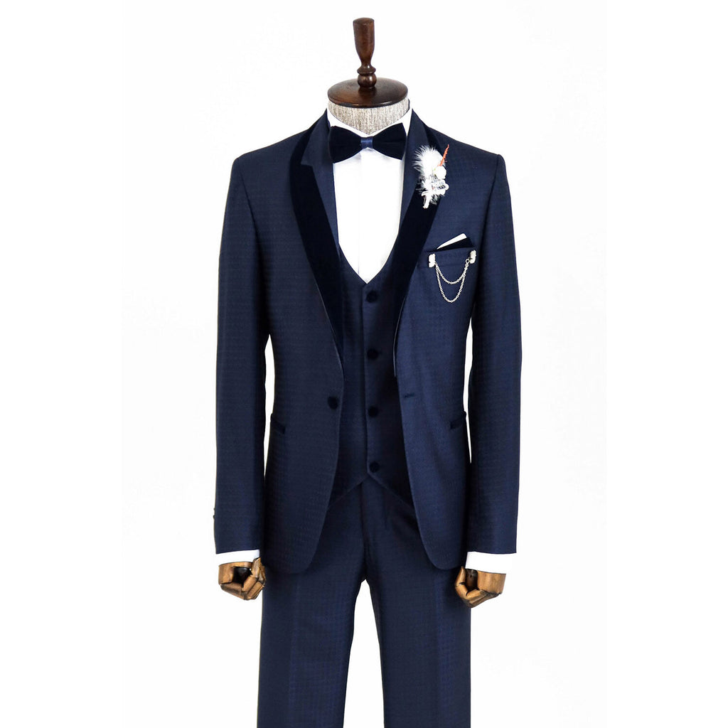 Myles Slim Fit 3-Piece Vested Tuxedo // Navy Blue
