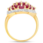 14K Yellow Gold Plated 4.18 Carat Genuine Glass Filled Ruby .925 Sterling Silver Ring