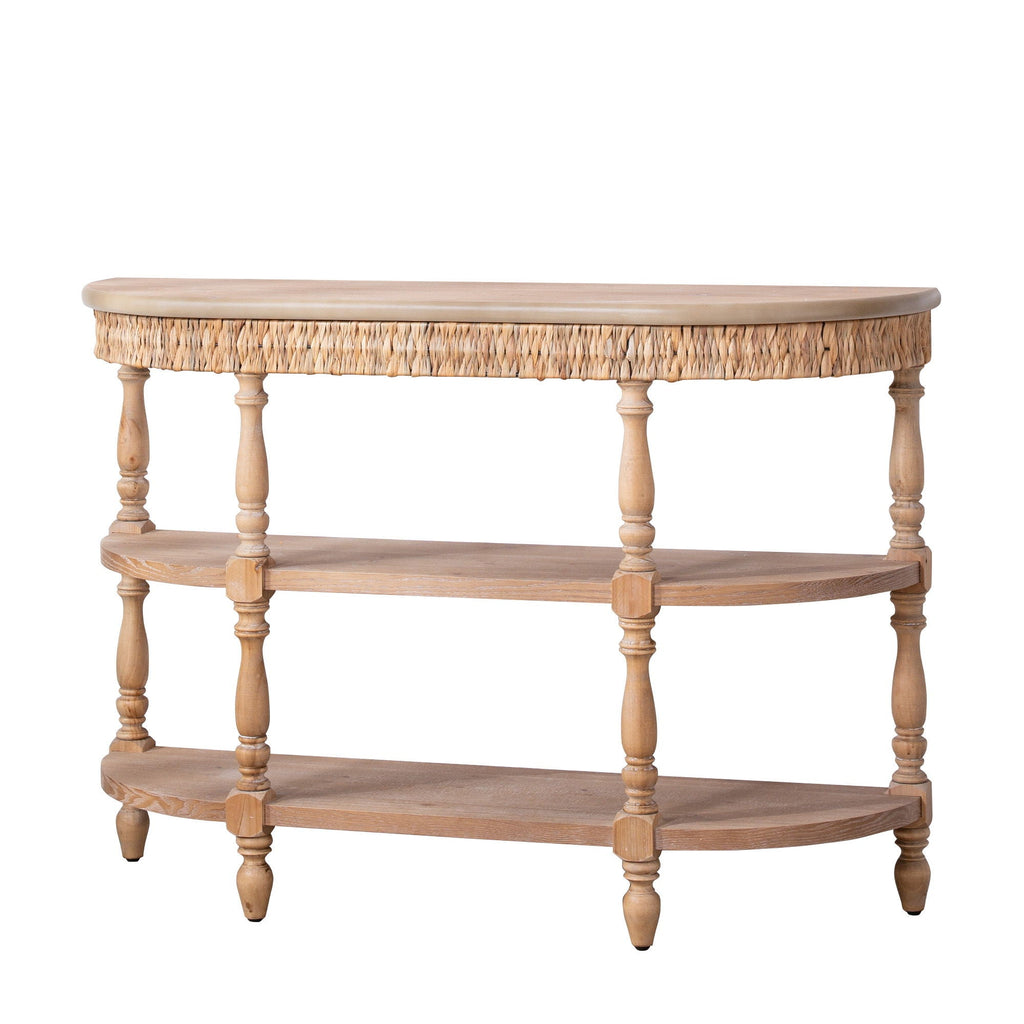 Handcrafted Console Table With Hand Woven Trim - Natural
