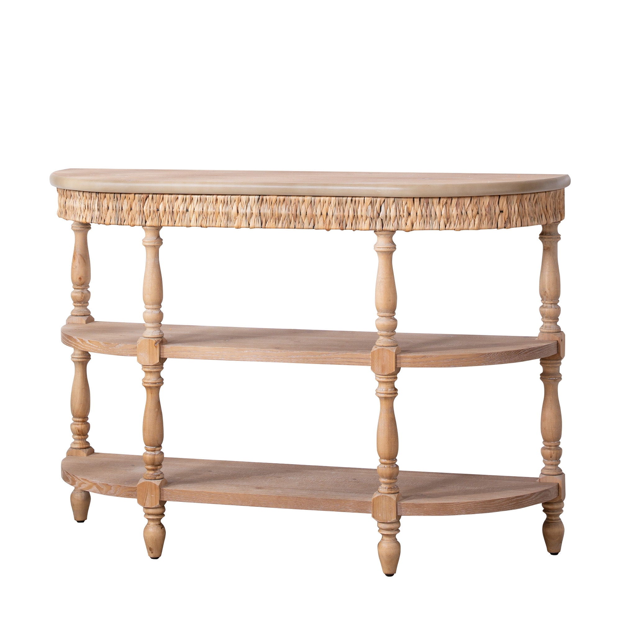 Handcrafted Console Table With Hand Woven Trim - Natural