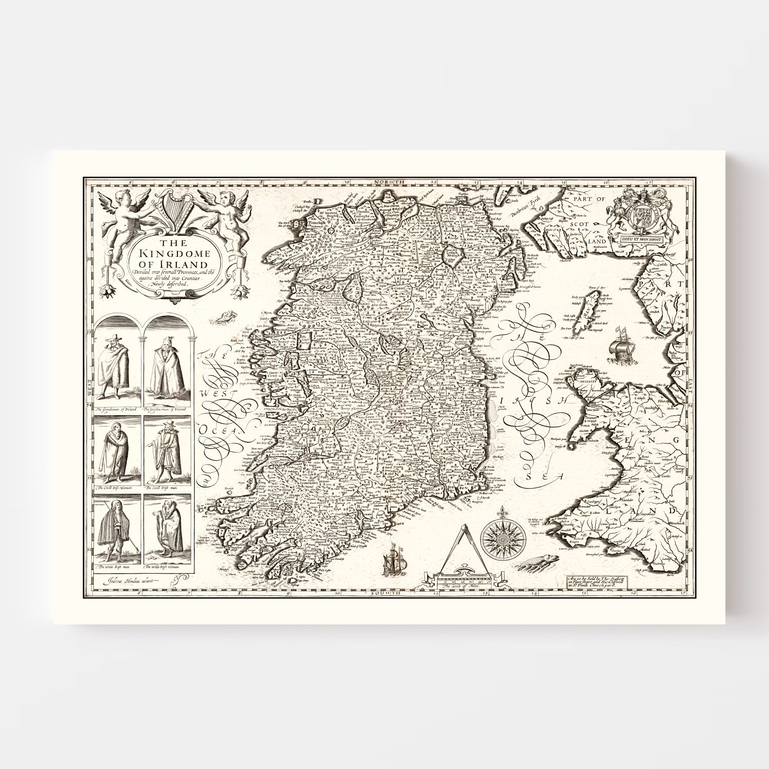 Vintage Map of Ireland 1676