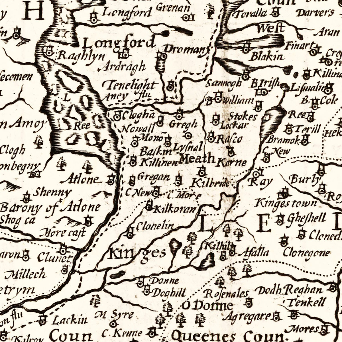 Vintage Map of Ireland 1676