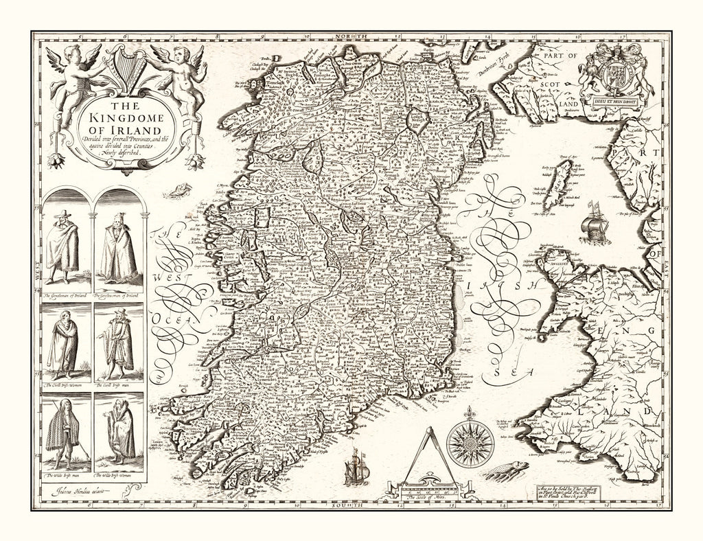 Vintage Map of Ireland 1676