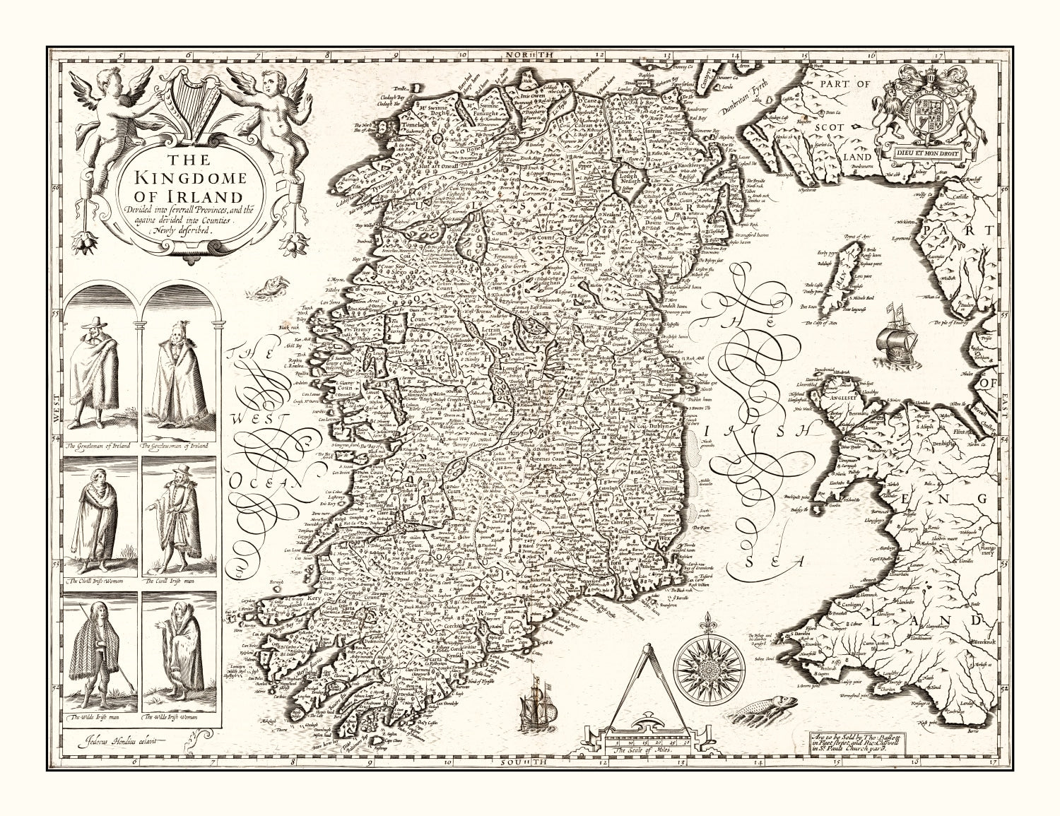 Vintage Map of Ireland 1676