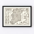 Vintage Map of Ireland 1676