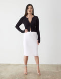 GSTQ Ribbed Side Slit Skirt - White - XL/XXL