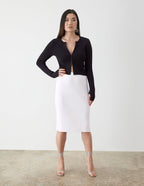 GSTQ Ribbed Side Slit Skirt - White - XL/XXL