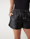 GSTQ Leather Drawstring Shorts Black S