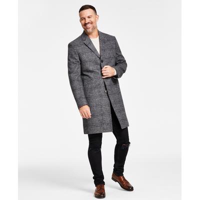 Lauren Ralph Lauren Mens Luther Luxury Blend Overcoat Black White Glen Plaid