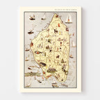 Vintage Map of Mackinack Island, MI 1936