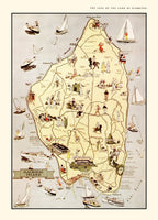 Vintage Map of Mackinack Island, MI 1936