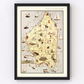 Vintage Map of Mackinack Island, MI 1936