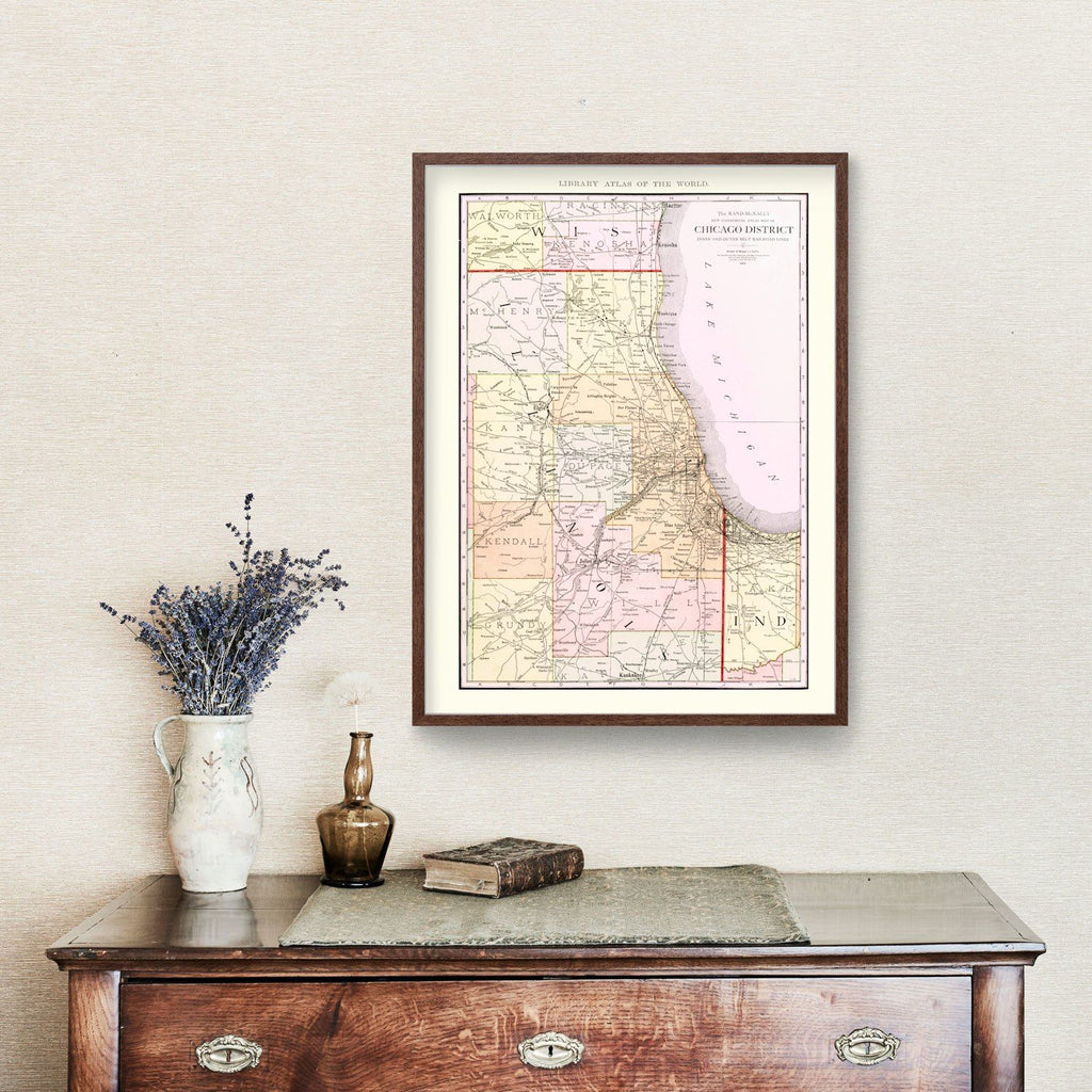 Vintage Map of Chicago Railroad Lines 1912