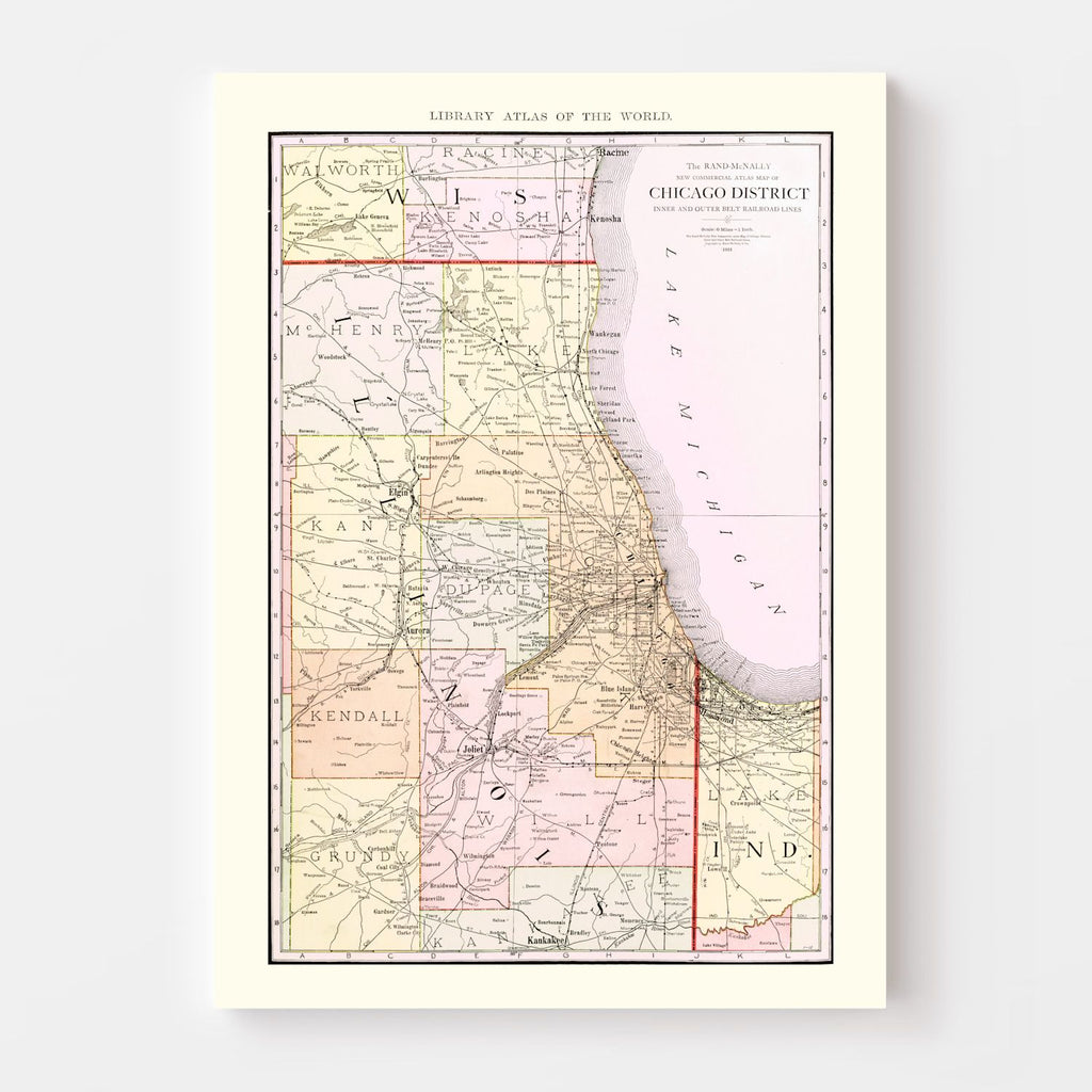 Vintage Map of Chicago Railroad Lines 1912