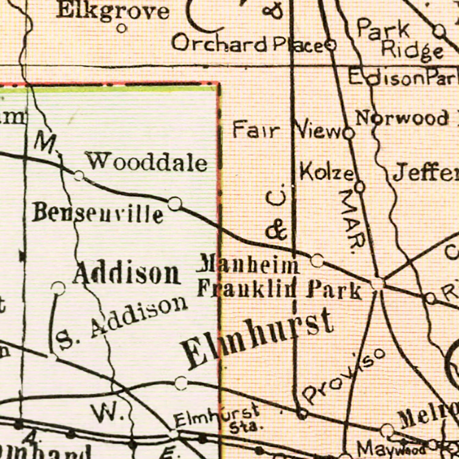 Vintage Map of Chicago Railroad Lines 1912