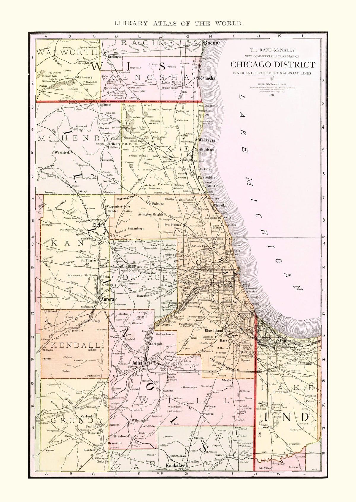 Vintage Map of Chicago Railroad Lines 1912