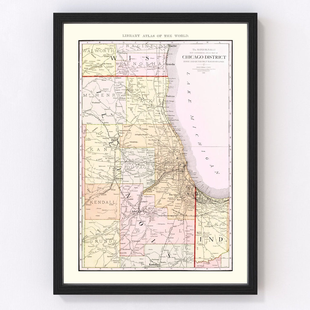 Vintage Map of Chicago Railroad Lines 1912
