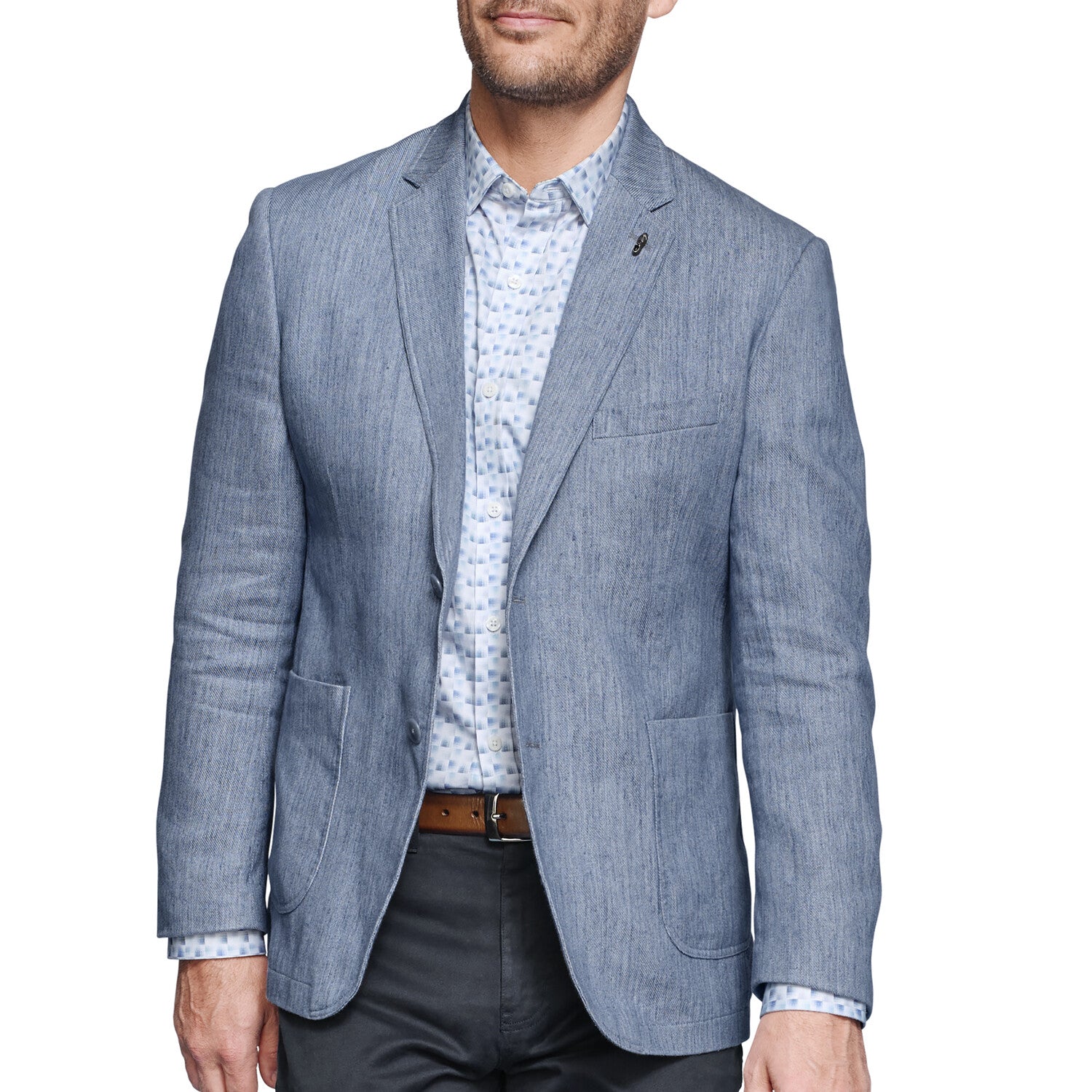 Washed Linen-Blend Conley Blazer // Light Blue