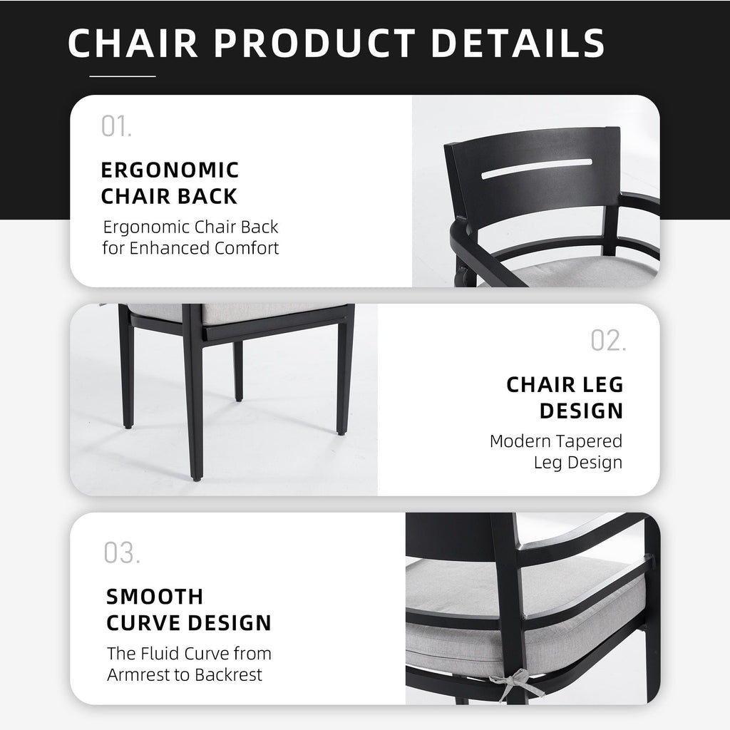 Outdoor Patio Dining Chairs, Tapered Feet (Set of 4) - Ember Black