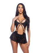 Bedazzled Strappy Romper with Rhinestone Detail