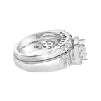 Sterling Silver 1.0 Cttw Diamond Composite Head Bridal Engagement Ring Set