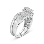 Sterling Silver 1.0 Cttw Diamond Composite Head Bridal Engagement Ring Set