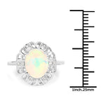 1.73 Carat Genuine Ethiopian Opal & White Topaz .925 Sterling Silver Ring