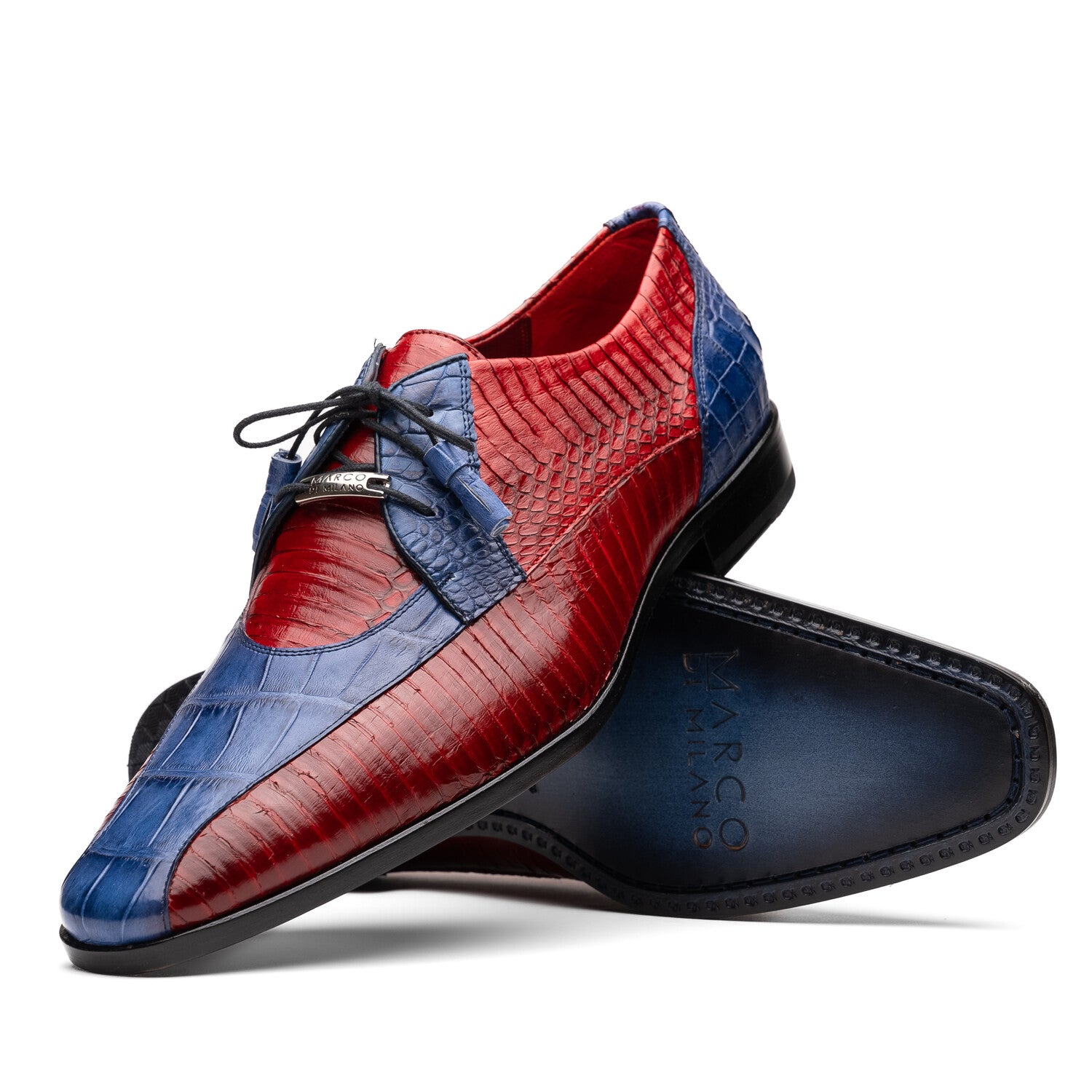 Moncalieri // Alligator + Cobra Skin Leather Oxfords // Navy + Red