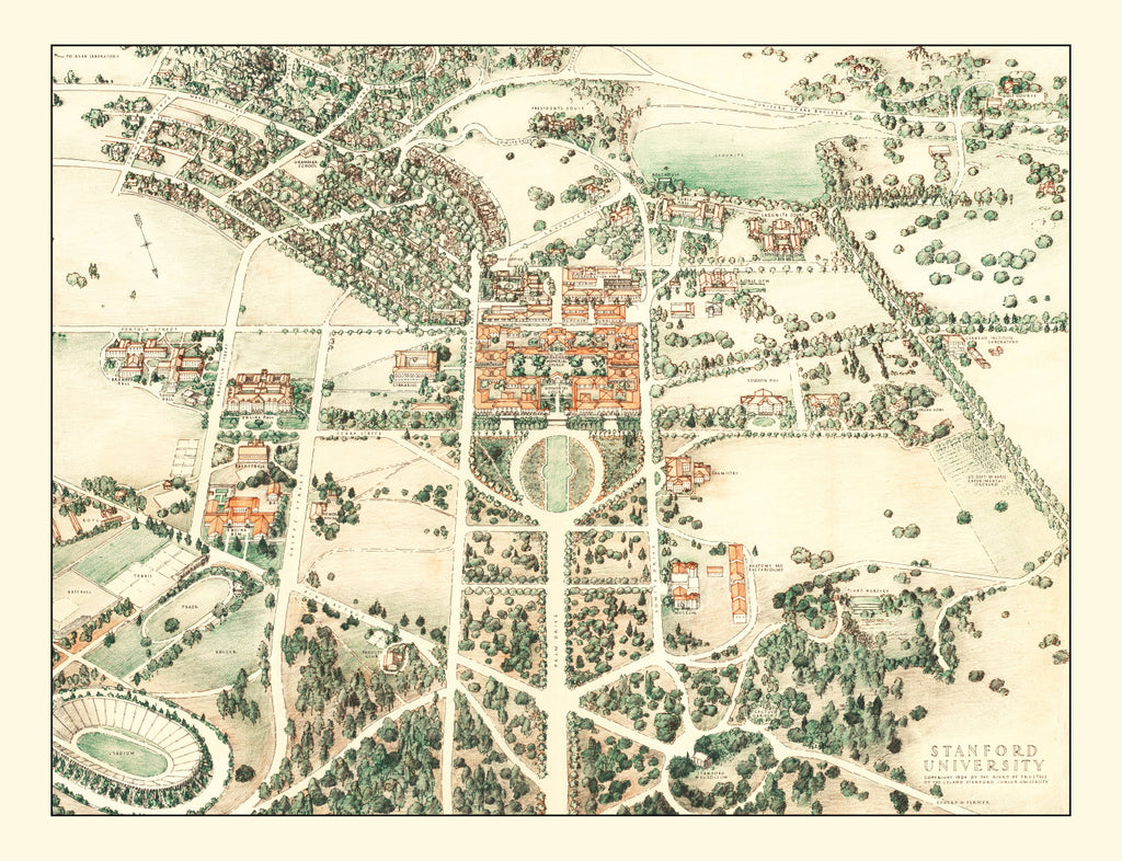 Vintage Map of Stanford University 1934