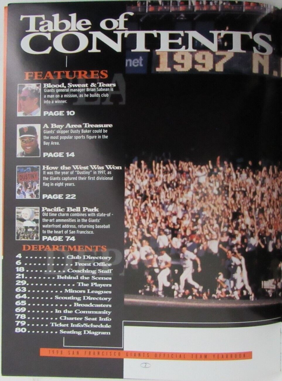 1998 San Francisco Giants Team  Yearbook 165080