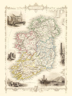 Vintage Map of Ireland 1851