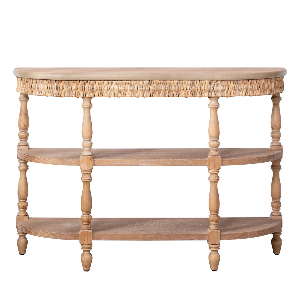 Handcrafted Console Table With Hand Woven Trim - Natural