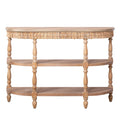 Handcrafted Console Table With Hand Woven Trim - Natural