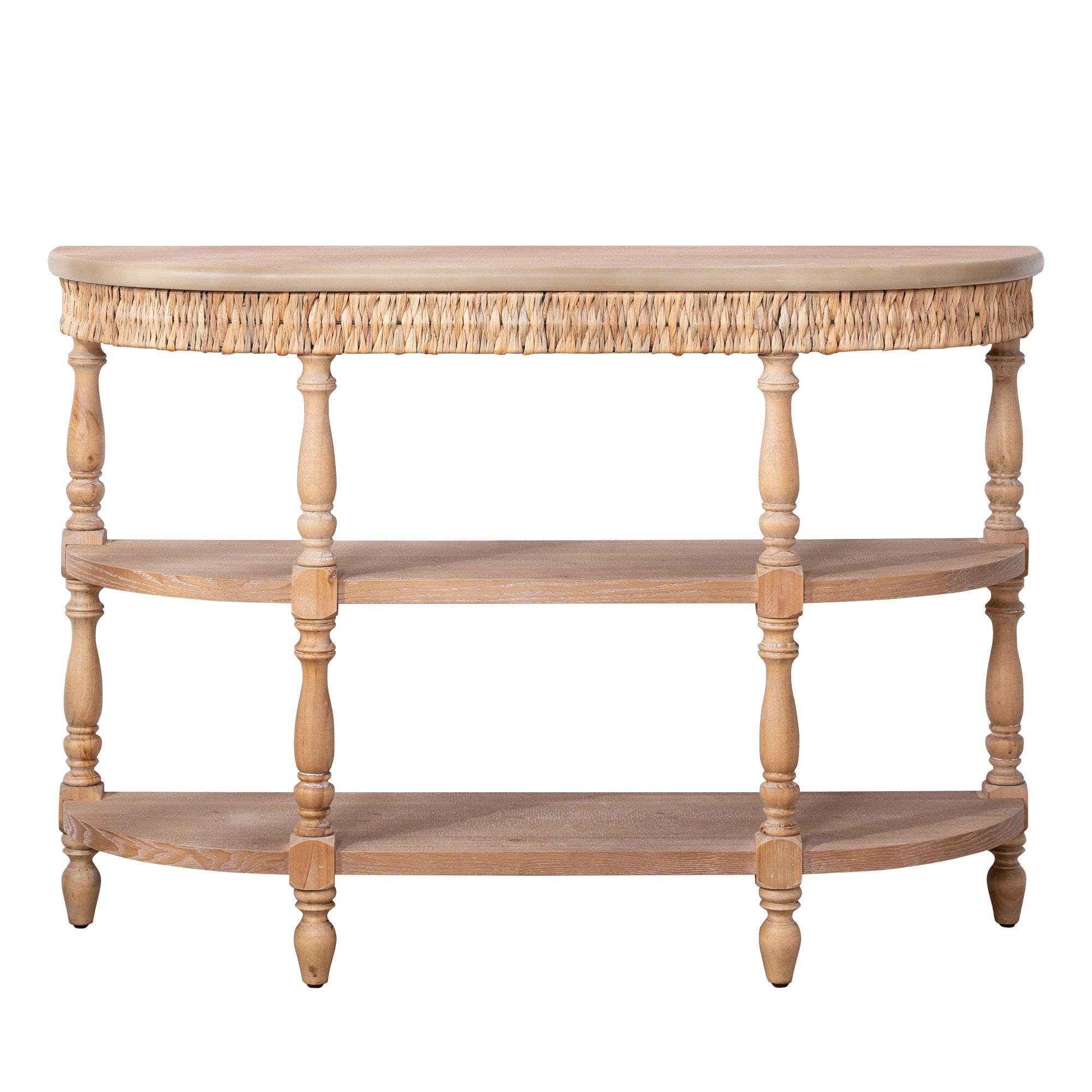Handcrafted Console Table With Hand Woven Trim - Natural