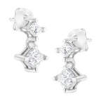 14K White Gold 3/4 cttw Double Diamond Princess-Cut Stud Earrings (I-J Clarity, I2-I3 Color)