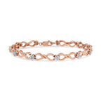 10K Rose Gold 1/2 cttw Diamond Cluster and Infinity Weave Link Bracelet (H-I Color, I2-I3 Clarity) - Size 7"