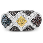 0.61 Carat Genuine Multi Diamond .925 Sterling Silver Ring