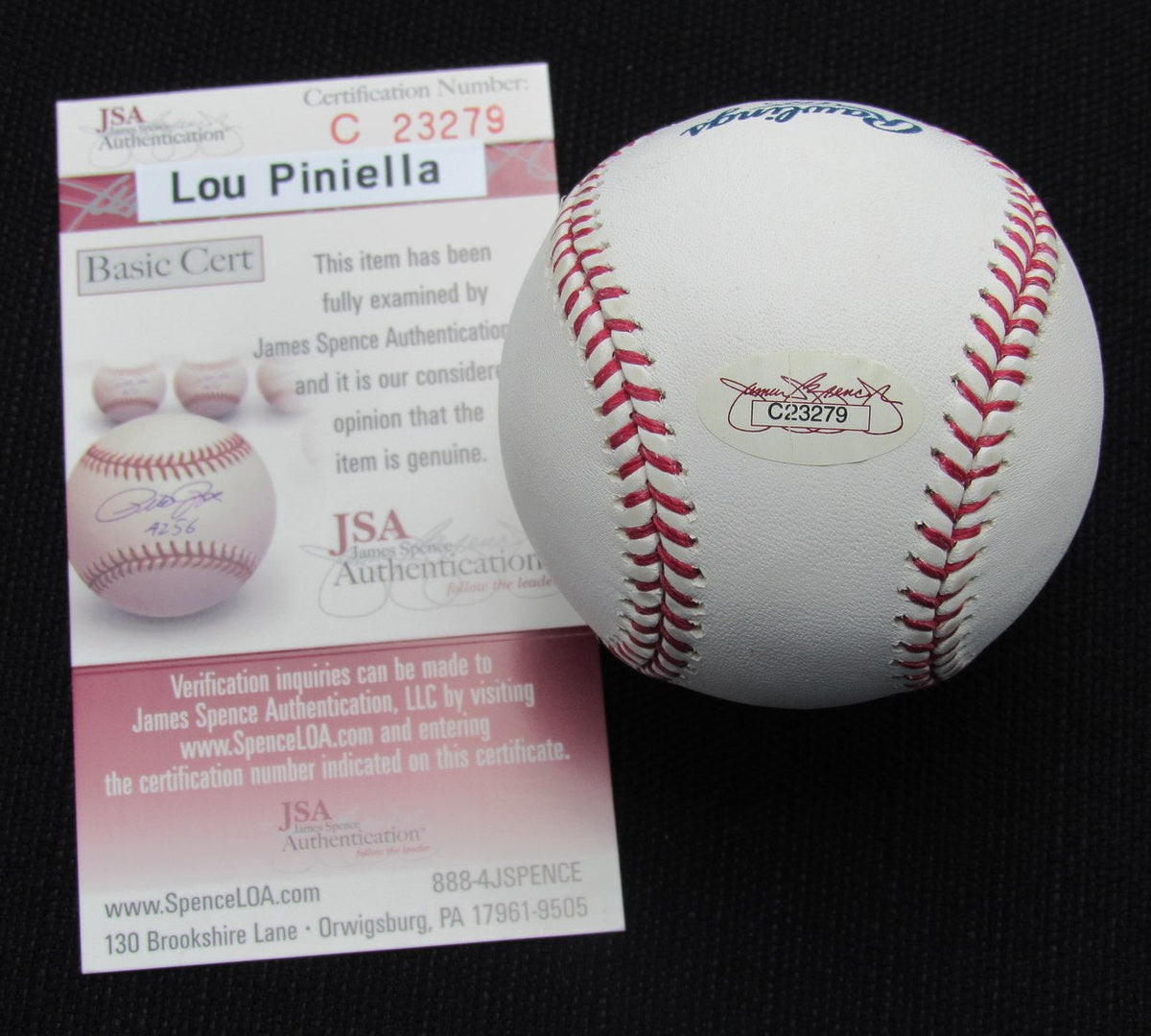 Lou Piniella Signed/Auto Yankees 100th OML Baseball JSA Inscr  186940