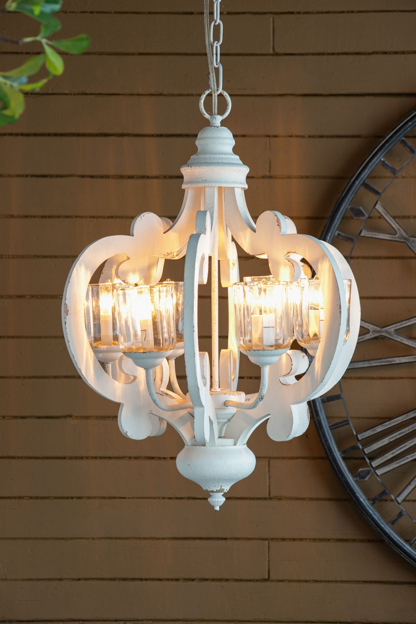 Farmhouse Chandelier, 6 Light Wood Chandelier Living Room Entryway