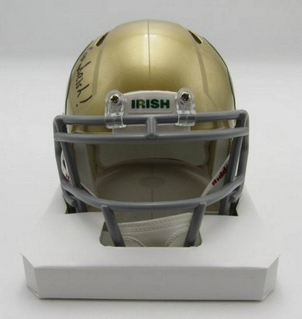 Rocky Bleier HOF Signed/Inscr Gold Mini Helmet Notre Dame Becket Witness 191557