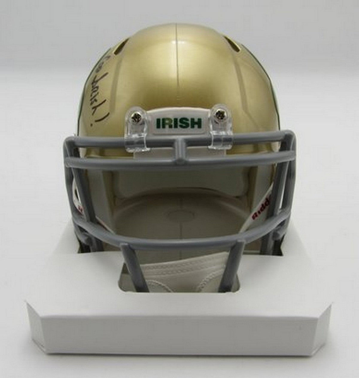 Rocky Bleier HOF Signed/Inscr Gold Mini Helmet Notre Dame Becket Witness 191557