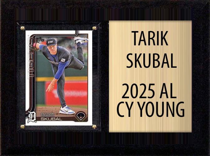 Tarik Skubal Detroit Tigers 2025 AL Cy Young Topps Bowman Card Plaque 6x8