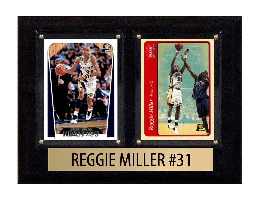 Reggie Miller Indiana Pacers 2 Card Plaque 6x8 2024 2025 Hoops Donruss Panini