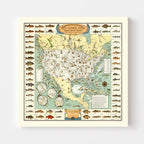 Vintage Map of Big Game Fish of America 1936