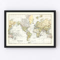 Vintage Map of the World 1892