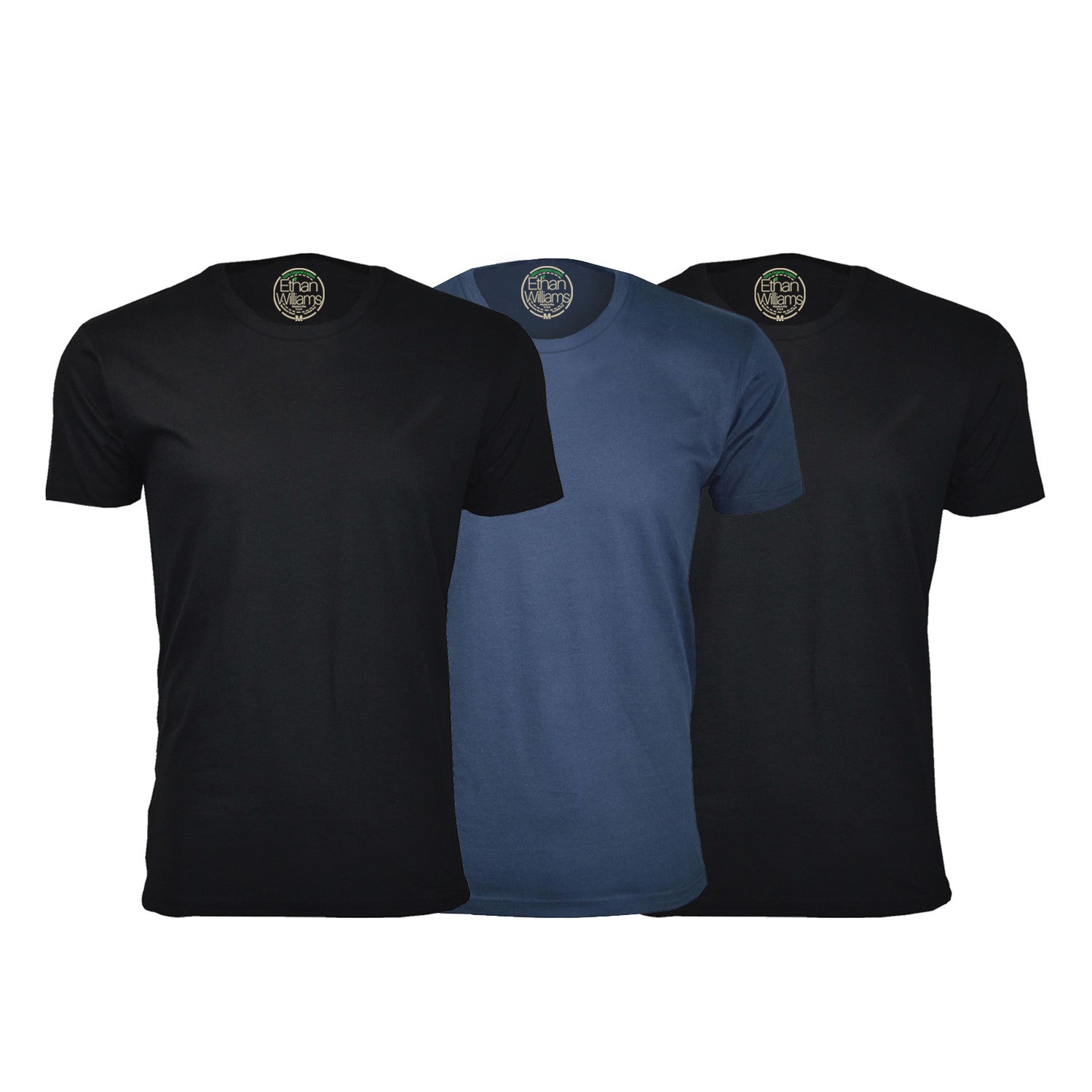 Semi-Fitted Crew Neck T-Shirt // Black + Navy // Pack of 3