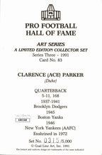 Clarence Parker HOF Yankees Signed/Inscr Goal Line Art GLAC Postcard JSA 167158